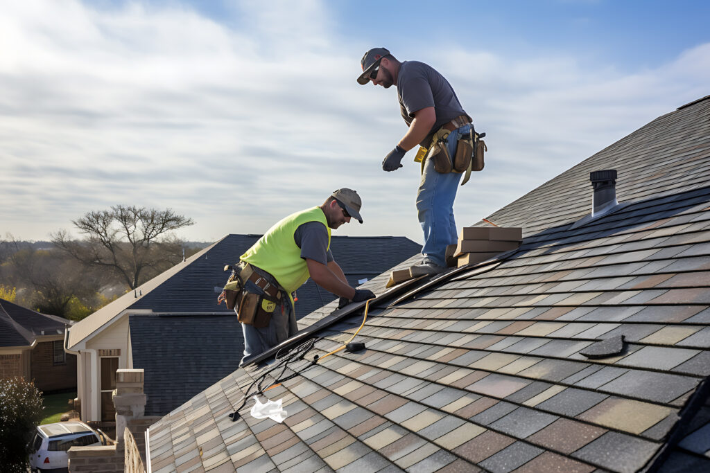 roofers installing