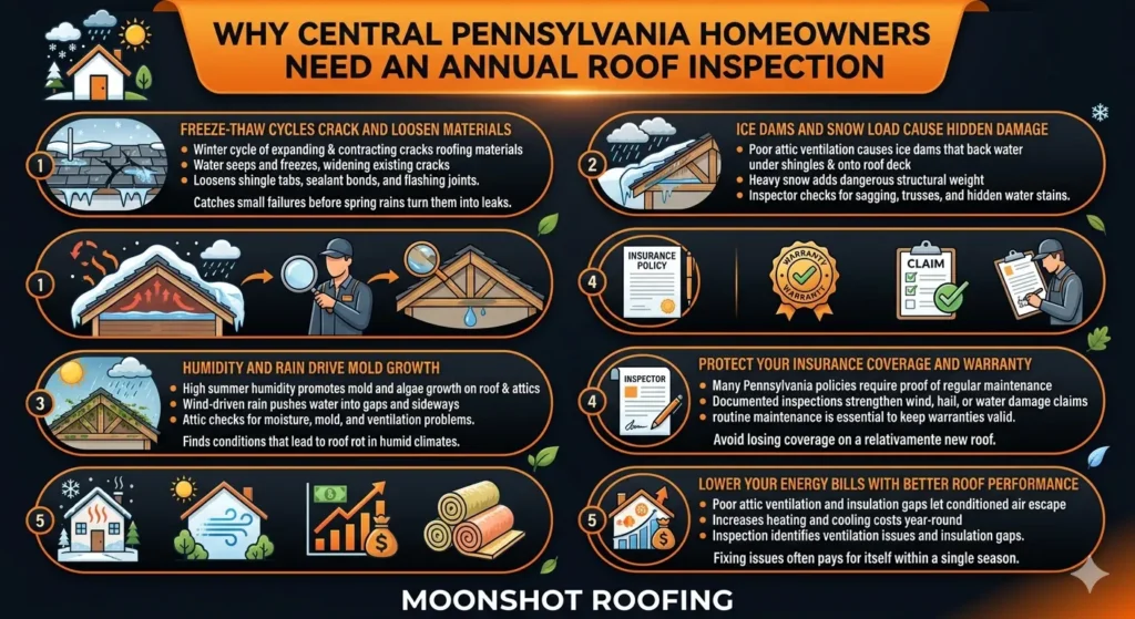 Why Central Pennsylvania Homeowners Need an Annual Roof Inspection